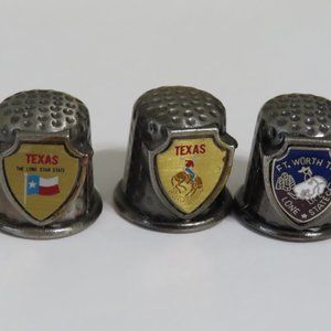 lot of 3 vintage pewter Texas thimble made in Japan